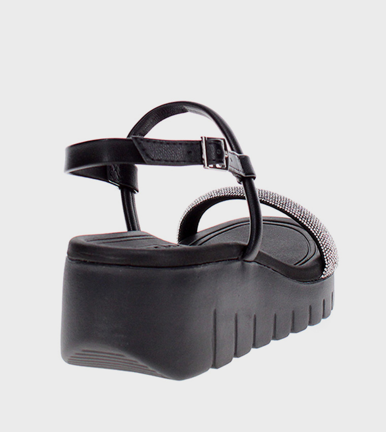 Embellished Ankle Loop Wedge Sandals
