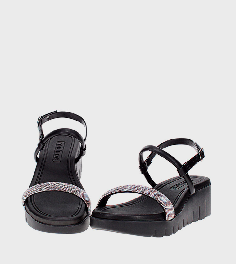 Embellished Ankle Loop Wedge Sandals