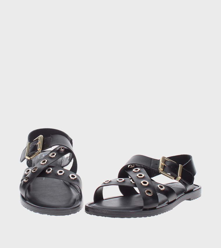 موليكا  الصنادل المسطحة - أسود Flat Sandals