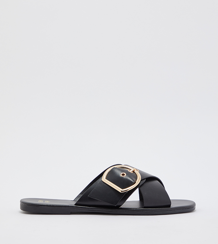 Low Heel Square Toe Flat Sandal
