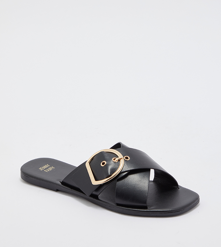 Low Heel Square Toe Flat Sandal