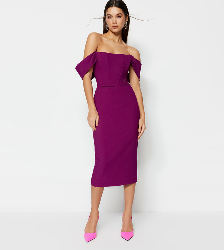 Off-Shoulder Midi Dress