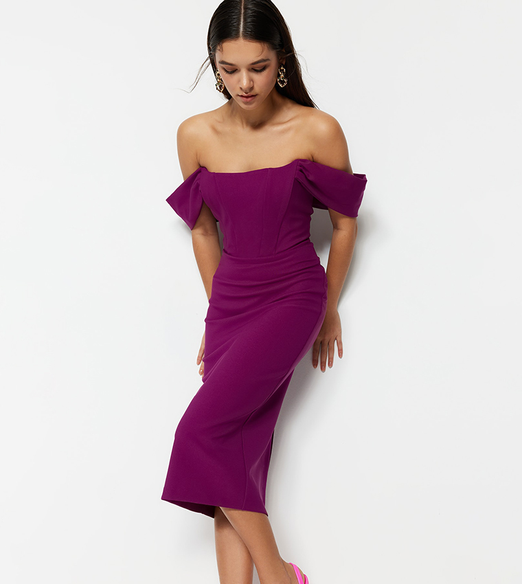 Off-Shoulder Midi Dress