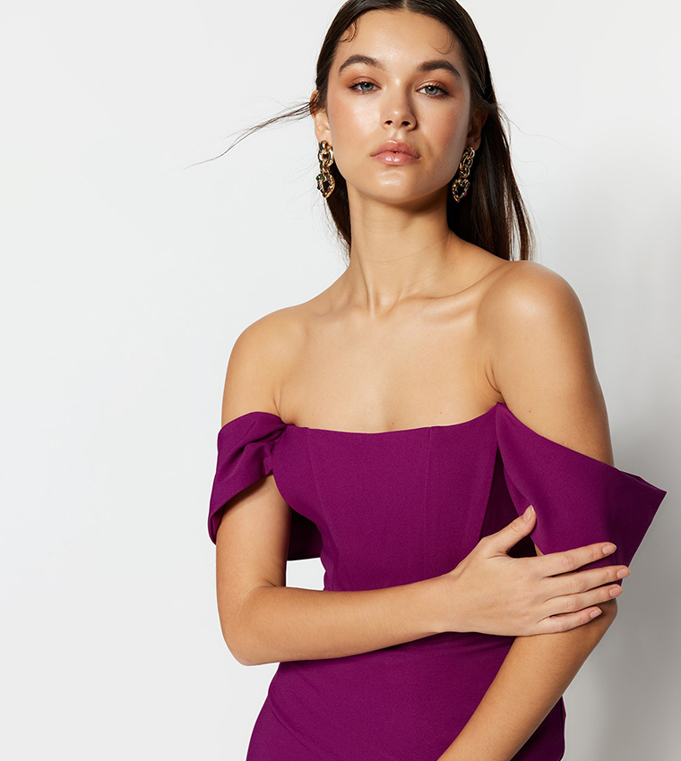 Off-Shoulder Midi Dress