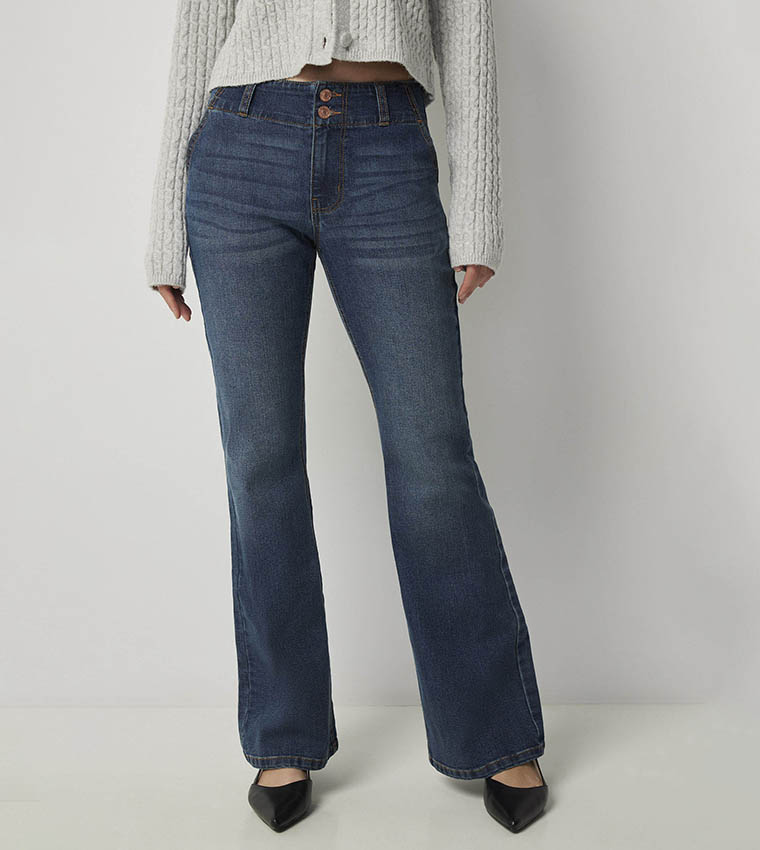 High Rise Flared Leg Jeans