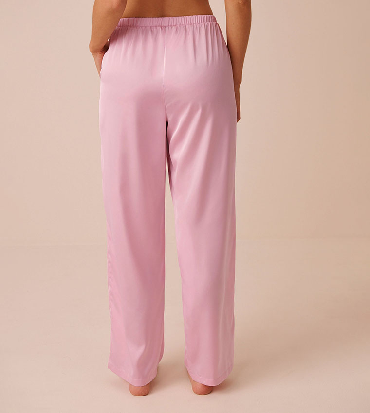Solid Short Sleeves Satin Pajama Set