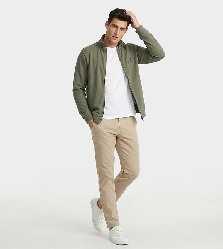 جاكيت بيكيه بسحاب كامل بشعار