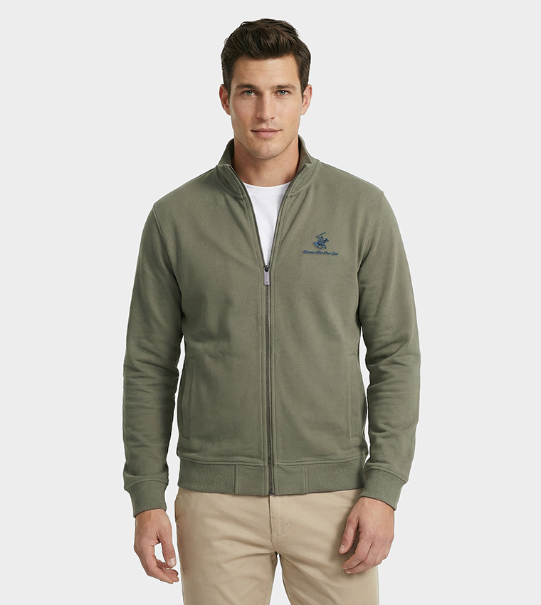 جاكيت بيكيه بسحاب كامل بشعار