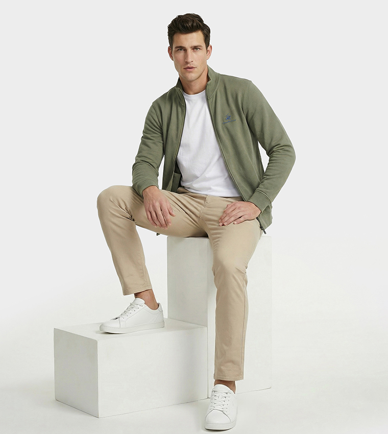 جاكيت بيكيه بسحاب كامل بشعار