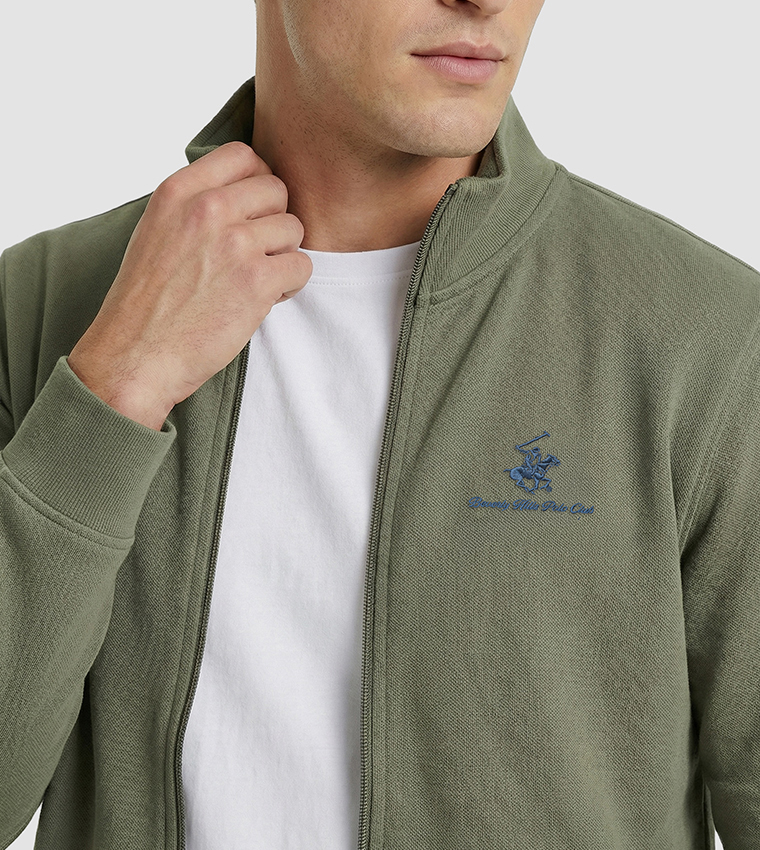 جاكيت بيكيه بسحاب كامل بشعار