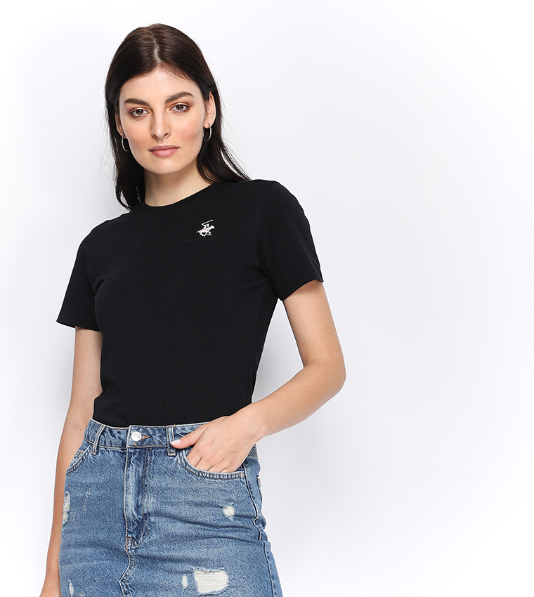 Beverly Hills Polo Club  Short Sleeve T-Shirts - Black Casual T-Shirts