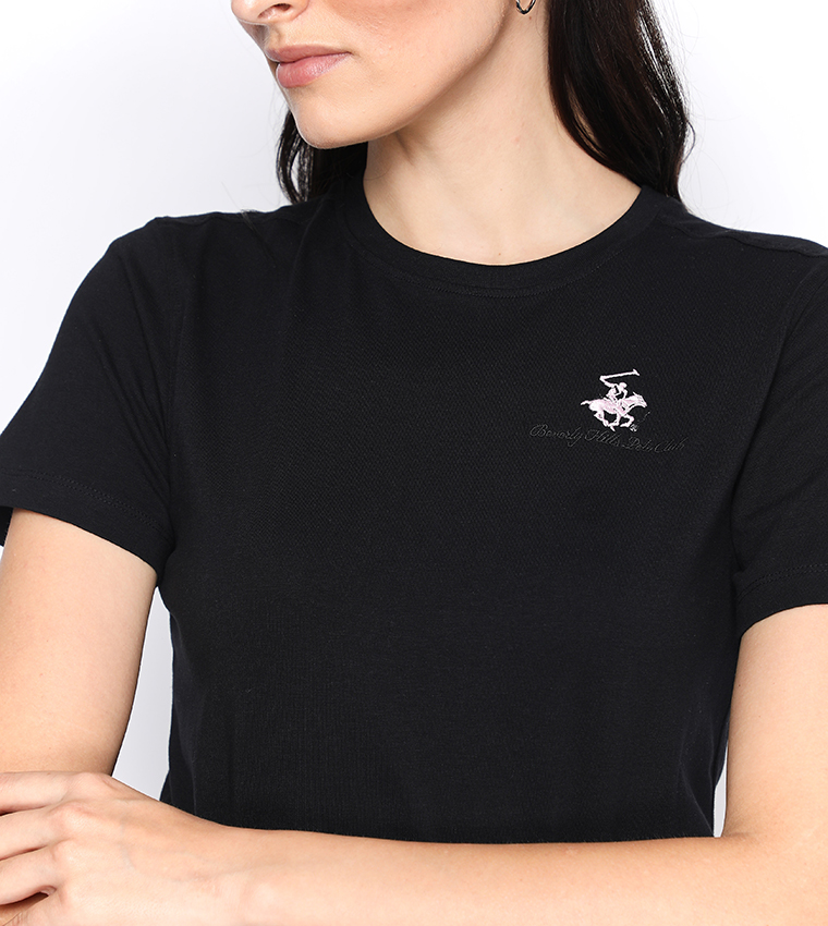 Beverly Hills Polo Club  Short Sleeve T-Shirts - Black Casual T-Shirts