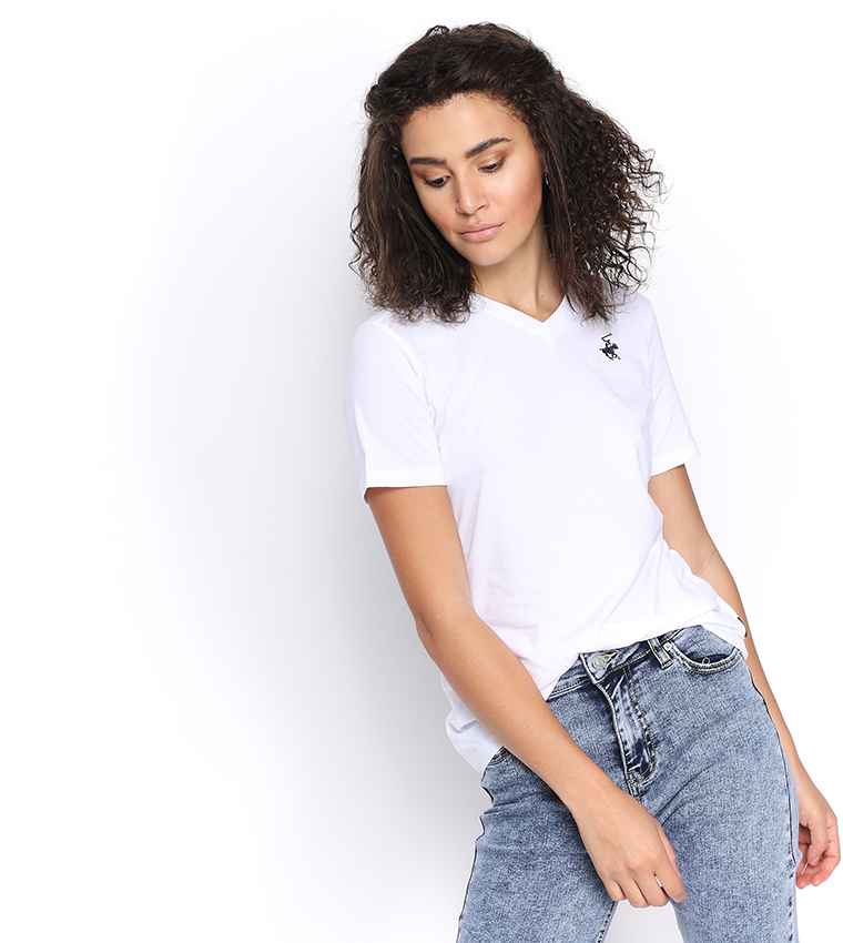 Beverly Hills Polo Club  Short Sleeve T-Shirts - White Casual T-Shirts