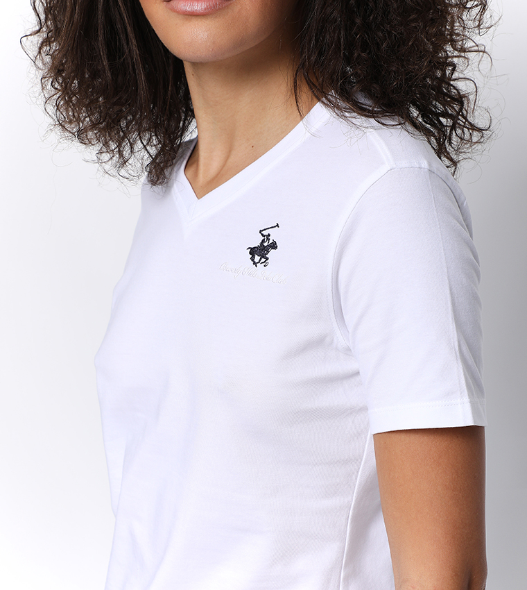 Beverly Hills Polo Club  Short Sleeve T-Shirts - White Casual T-Shirts