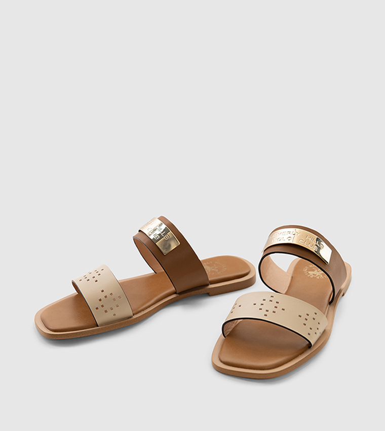 Logo Metal Flat Sandals