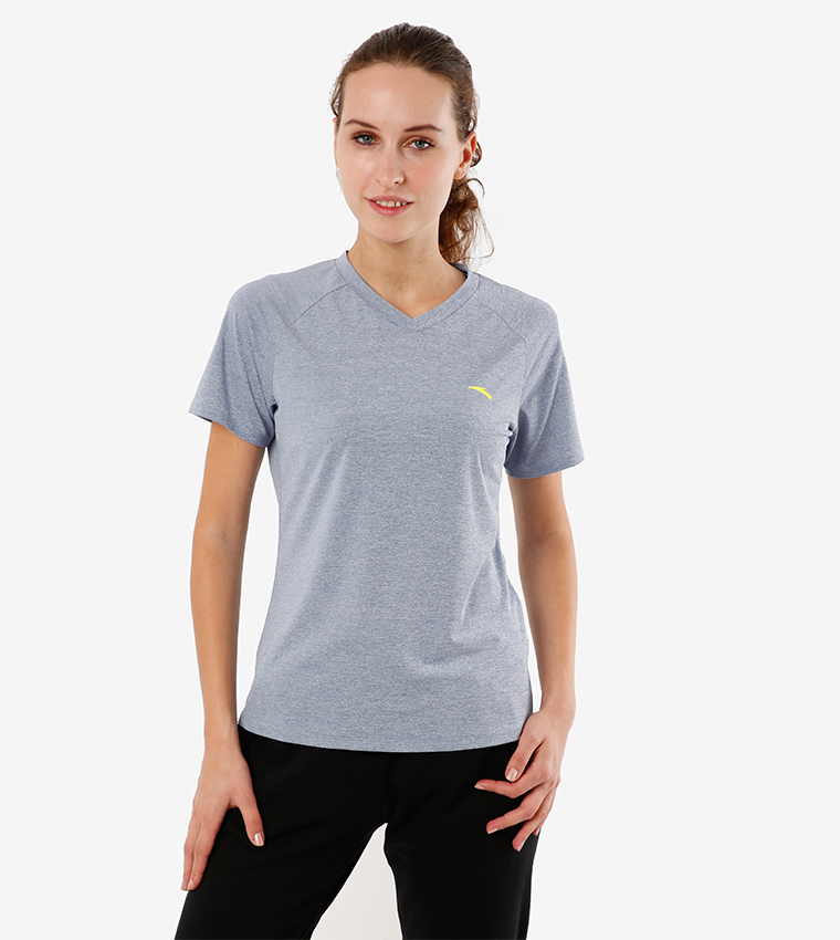 Anta  Short Sleeve T-Shirts - Blue Casual T-Shirts