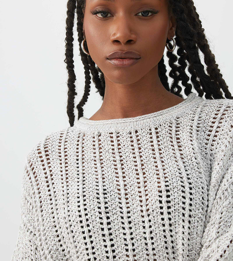 Ardene  Round Neck Sweaters - LIGHT GREY Round Neck Sweaters