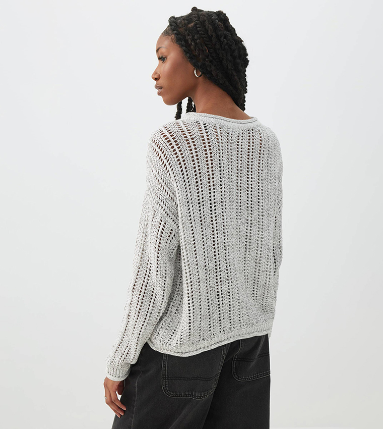 Ardene  Round Neck Sweaters - LIGHT GREY Round Neck Sweaters