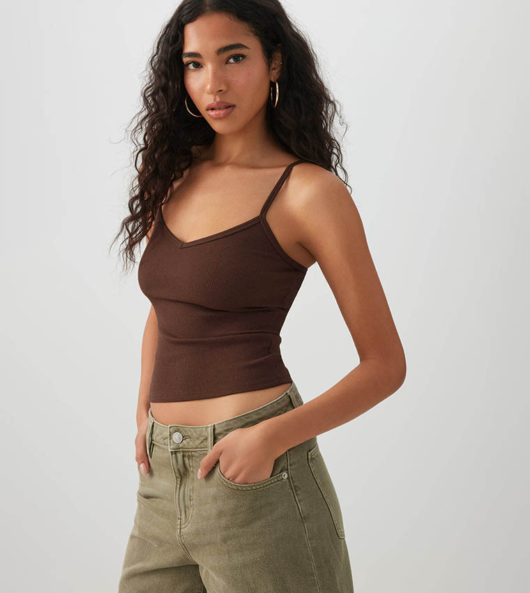 Ardene  Sleeveless Tops - Brown Sleeveless Tops