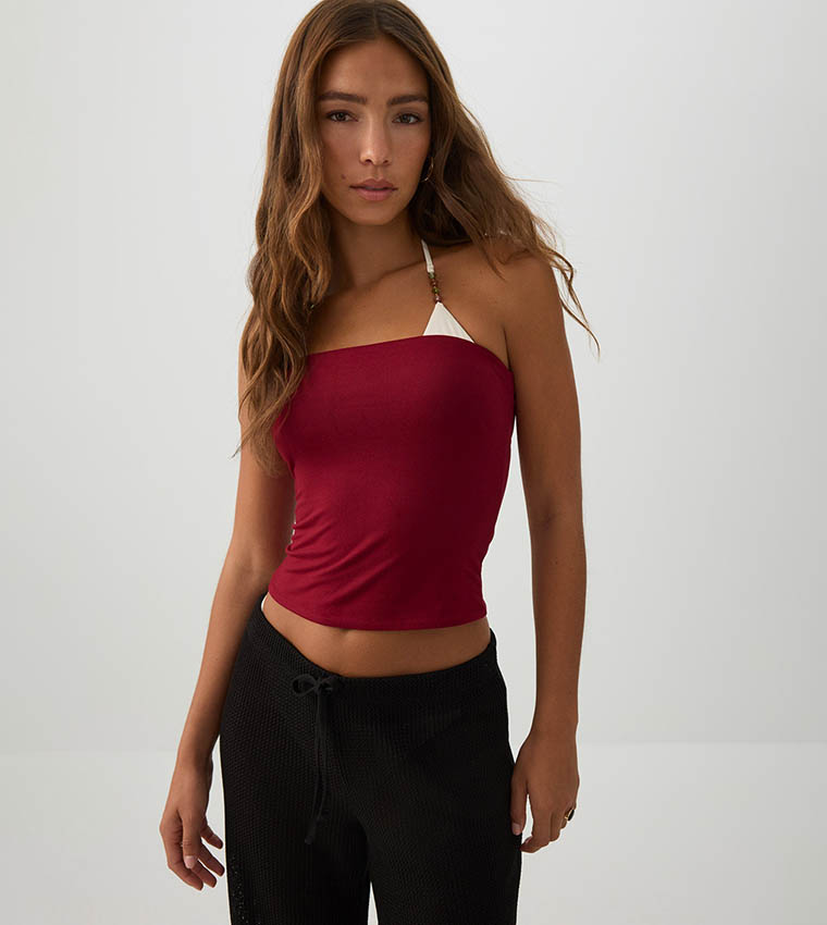 Ardene  Sleeveless Tops - Burgundy Sleeveless Tops