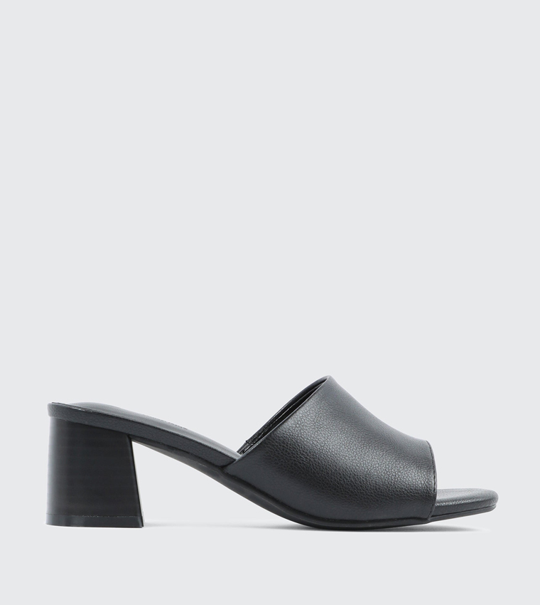 Textured Square Toe Heeled Sandals