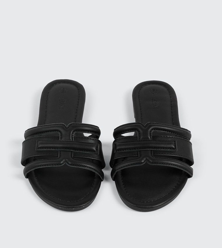 Textured Open Toe Flat Sandals