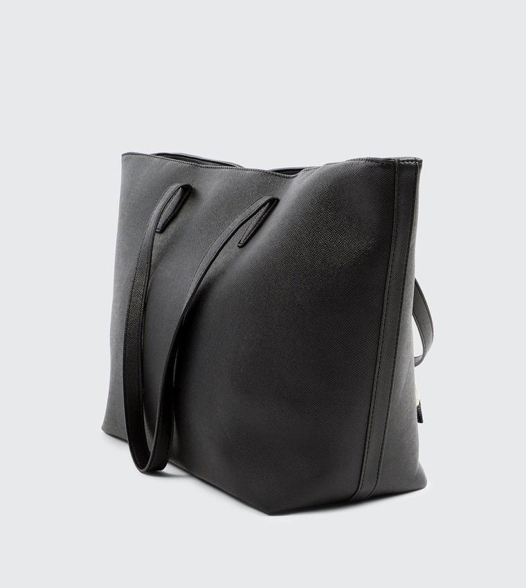 Textured Tote Bag with Coin Pouch