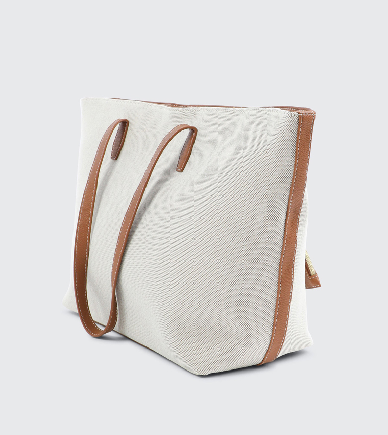 Textured Tote Bag with Coin Pouch