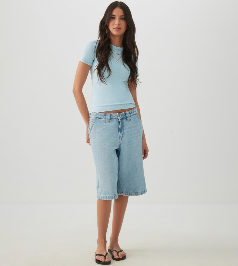 Ardene  Short Sleeve T-Shirts - Light Blue Short Sleeve T-Shirts