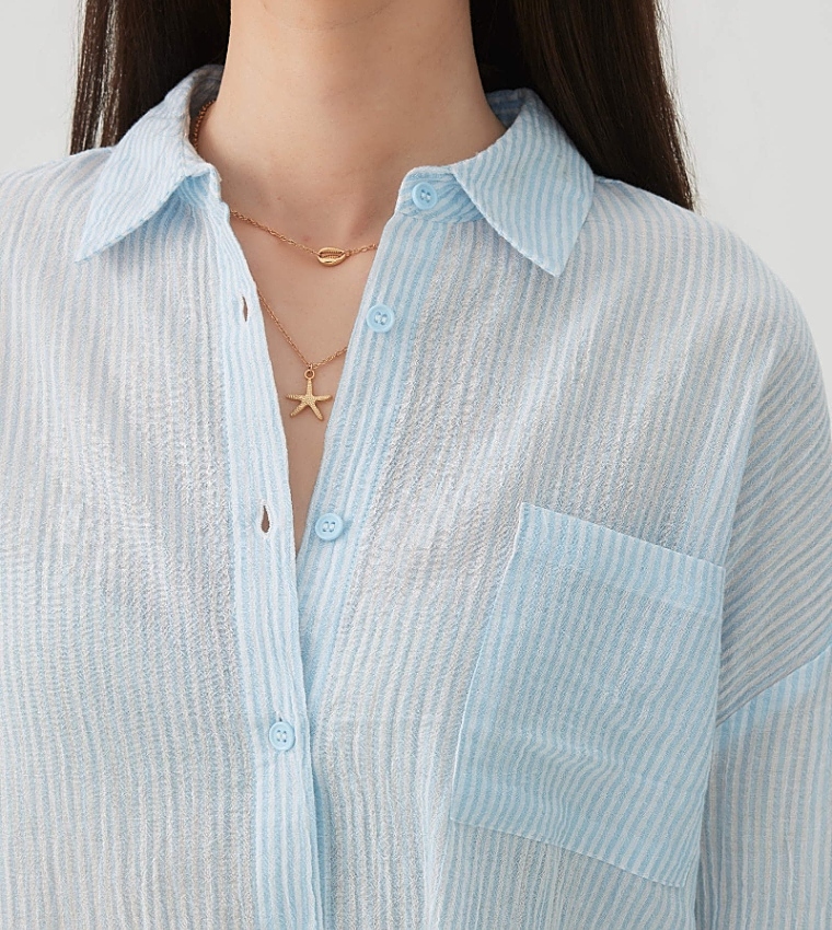 Solid Long Sleeves Oversized Shirt