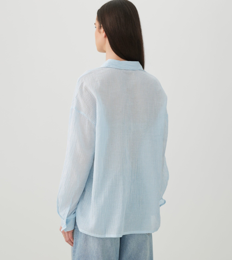 Solid Long Sleeves Oversized Shirt