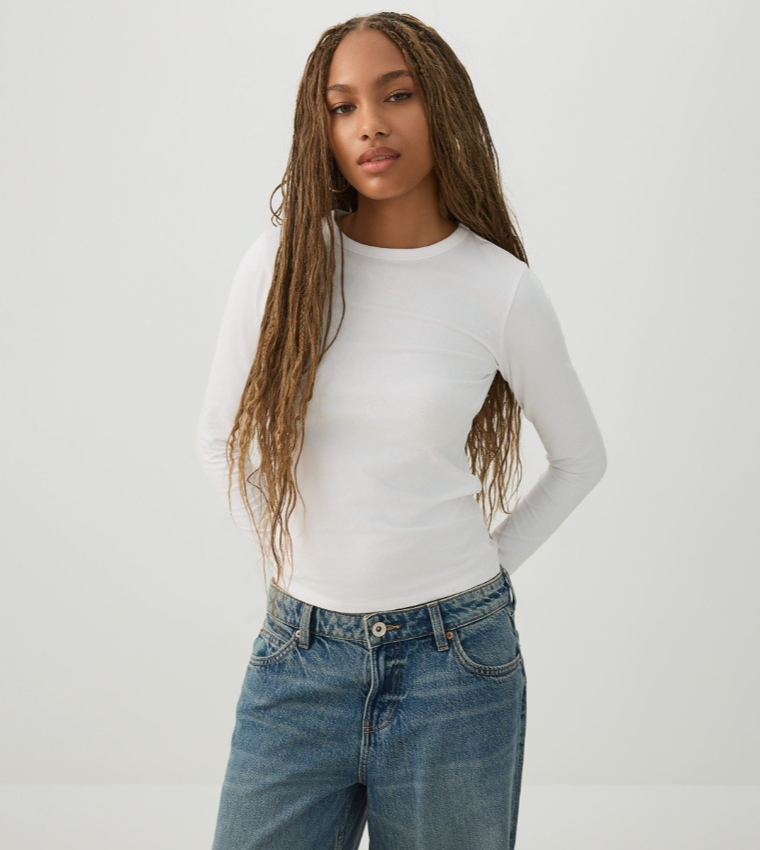Ardene  Long Sleeve T-Shirts - White Long Sleeve T-Shirts
