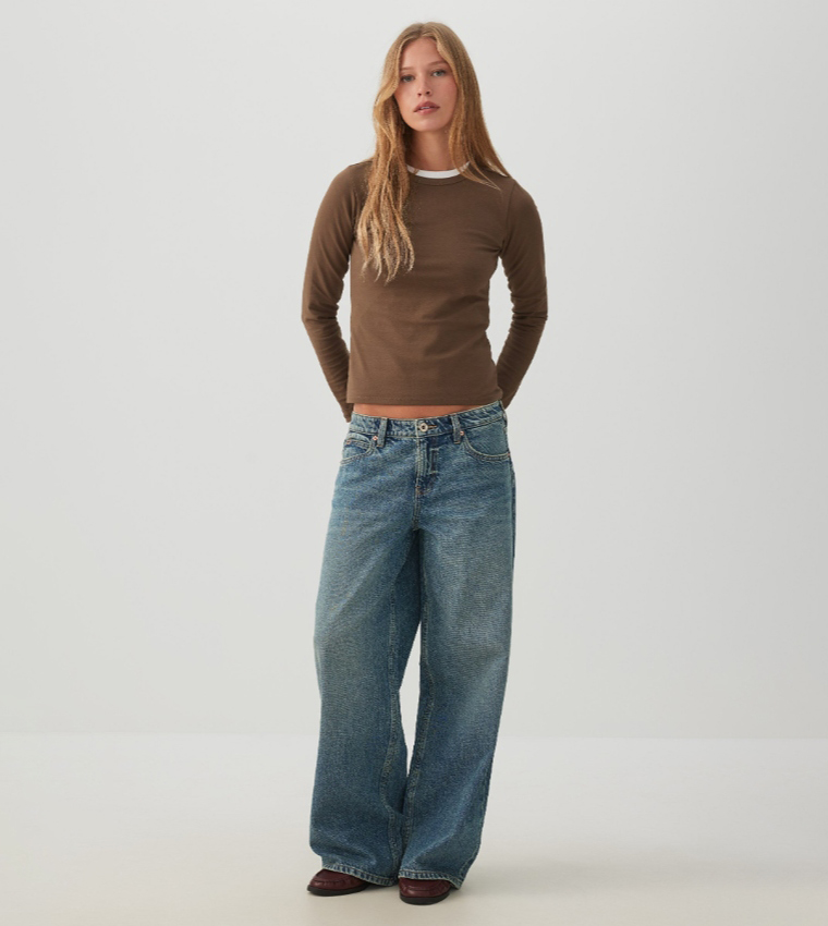 Ardene  Long Sleeve T-Shirts - Brown Long Sleeve T-Shirts