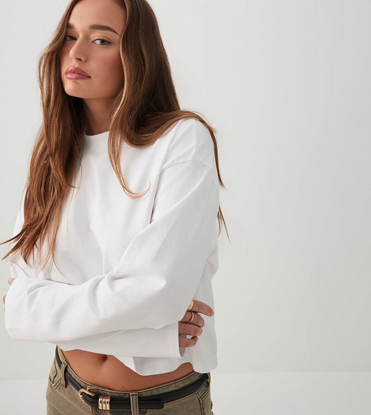 Ardene  Long Sleeve T-Shirts - White Long Sleeve T-Shirts