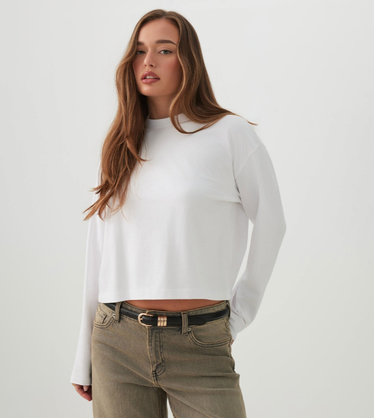 Ardene  Long Sleeve T-Shirts - White Long Sleeve T-Shirts