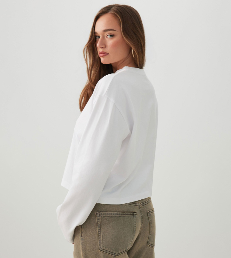 Ardene  Long Sleeve T-Shirts - White Long Sleeve T-Shirts