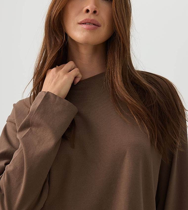 Ardene  Long Sleeve T-Shirts - Brown Long Sleeve T-Shirts