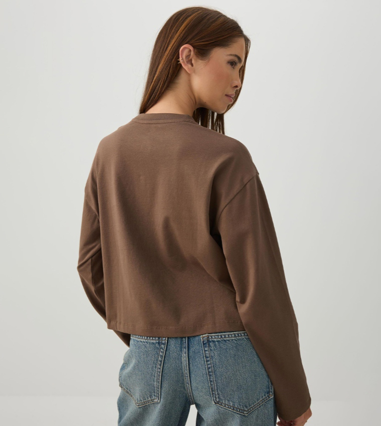 Ardene  Long Sleeve T-Shirts - Brown Long Sleeve T-Shirts