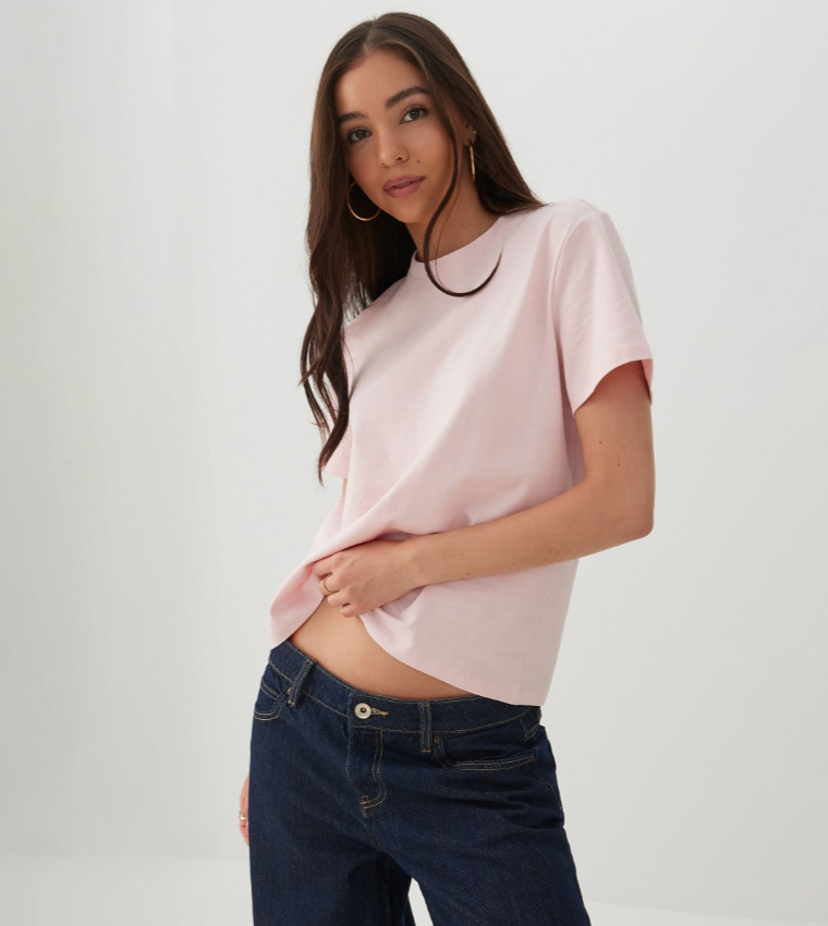 Ardene  Short Sleeve T-Shirts - Pink Short Sleeve T-Shirts