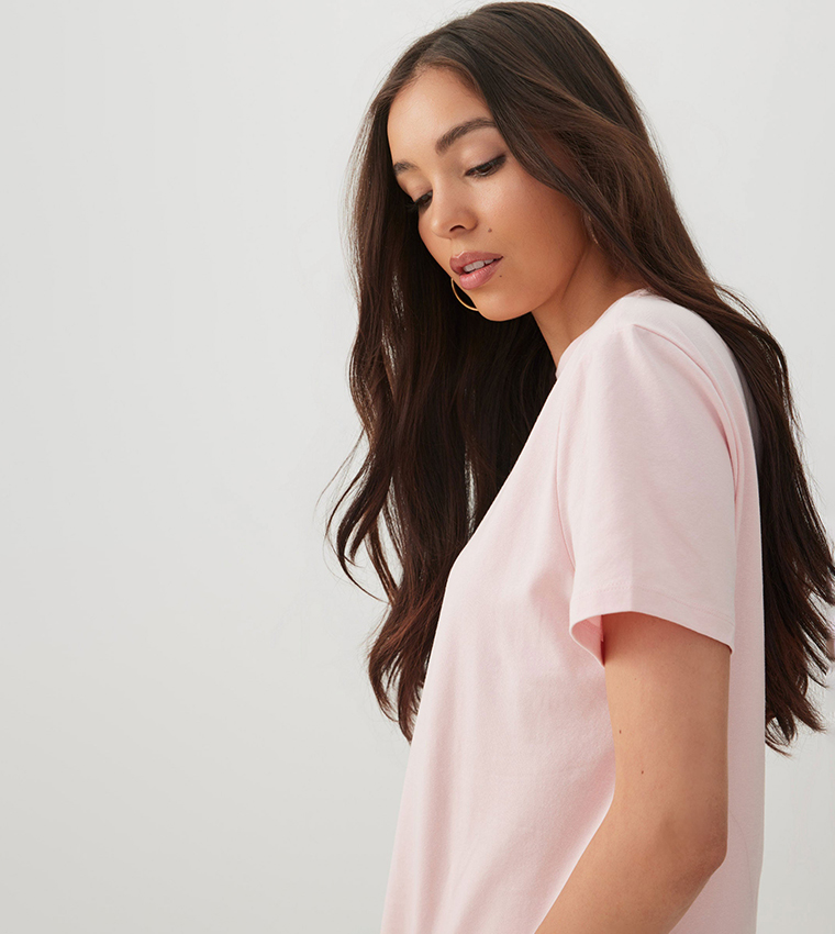 Ardene  Short Sleeve T-Shirts - Pink Short Sleeve T-Shirts