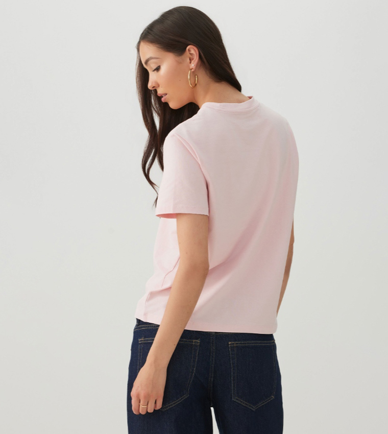 Ardene  Short Sleeve T-Shirts - Pink Short Sleeve T-Shirts