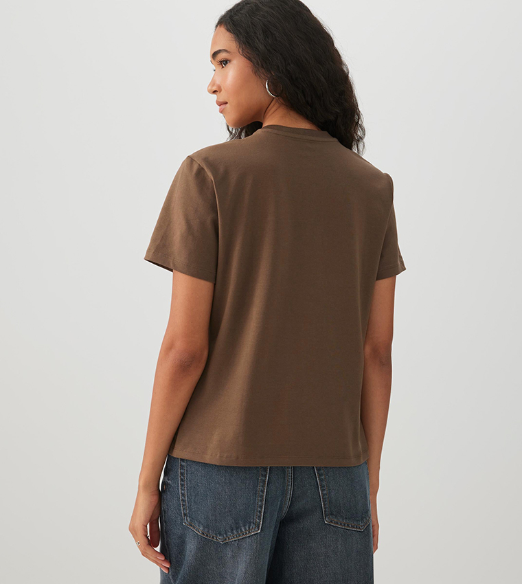 Ardene  Casual T-Shirts - Brown Casual T-Shirts