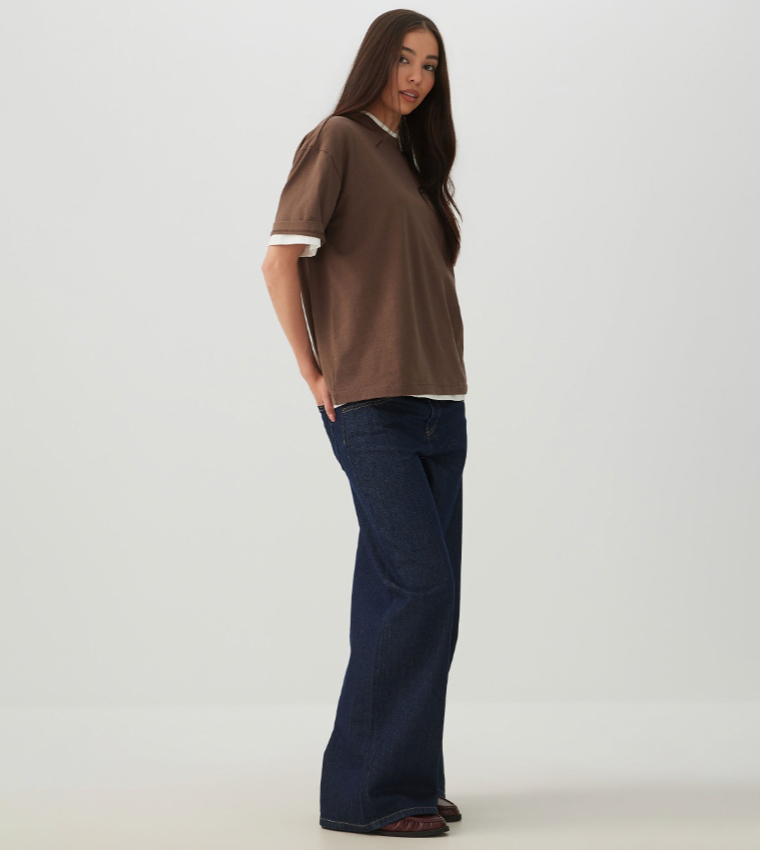 Ardene  Short Sleeve T-Shirts - Brown Short Sleeve T-Shirts