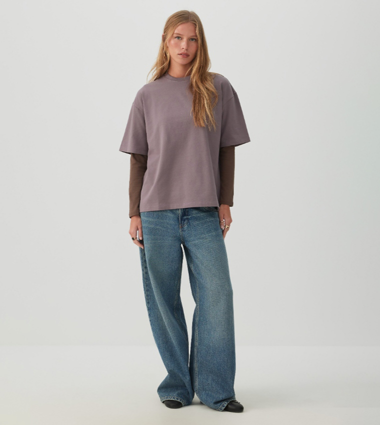 Ardene  Short Sleeve T-Shirts - Purple Short Sleeve T-Shirts