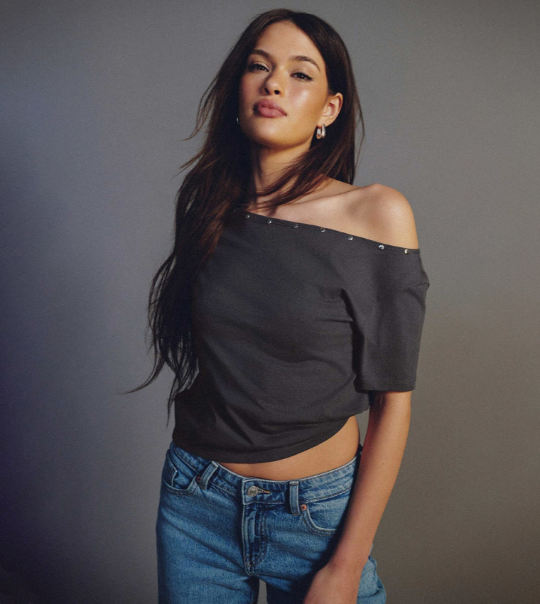 Ardene  Cropped Tops - Dark Grey Cropped Tops