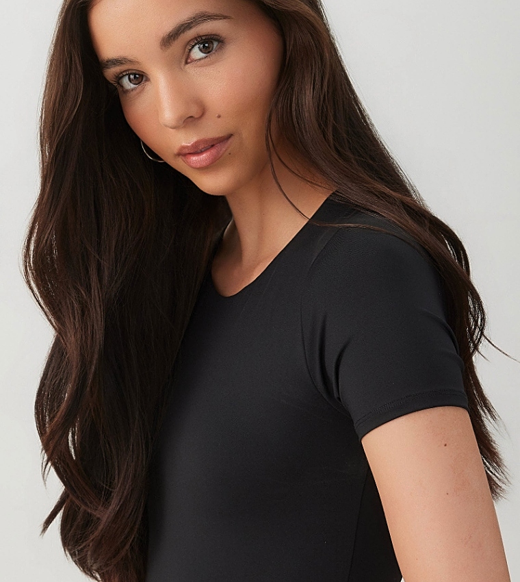 PURAFORM™ Solid Crew Neck Bodysuit Top