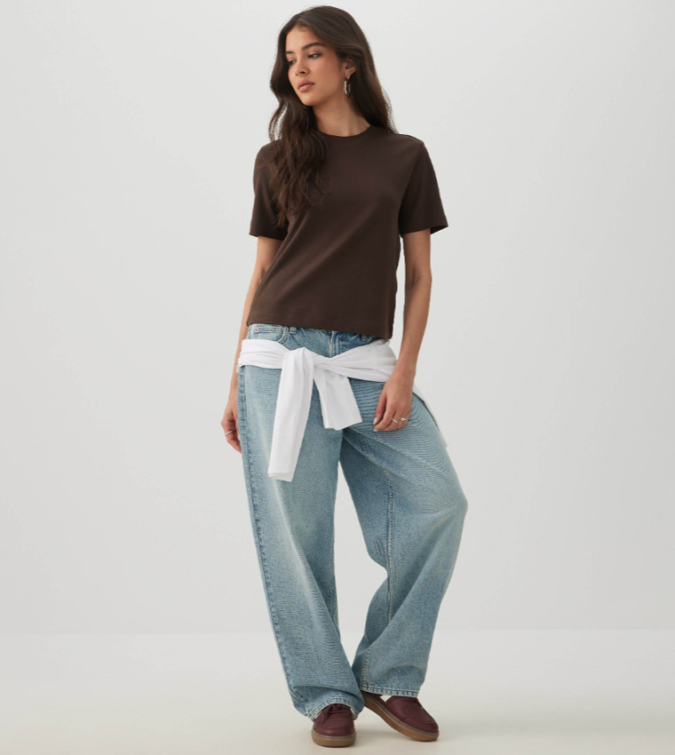 Ardene  Short Sleeve T-Shirts - Brown Short Sleeve T-Shirts