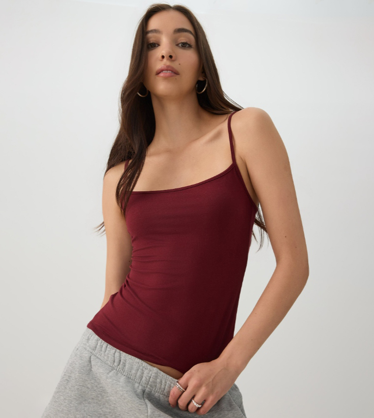 Ardene  Sleeveless Tops - Maroon Sleeveless Tops