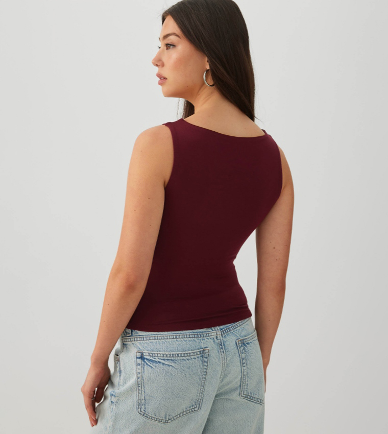 Ardene  Sleeveless Tops - Burgundy Sleeveless Tops