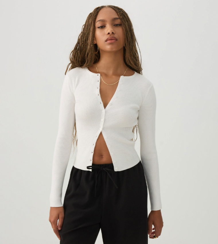 Ribbed Slim Fit Cardigan